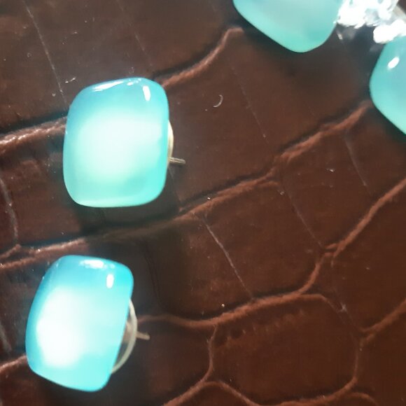 Vintage Brazilian Blue Chalcedony Necklace and Earrings Set - Picture 8 of 16
